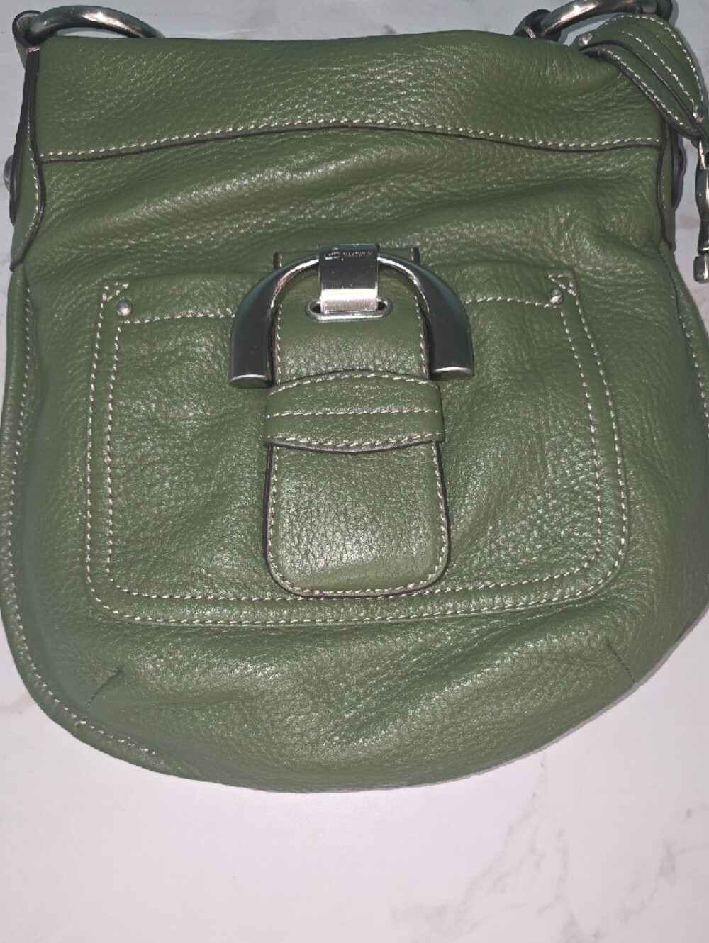 b. makowsky Olive Green Leather Crossbody with Silver Hardware - Picture 13 of 13